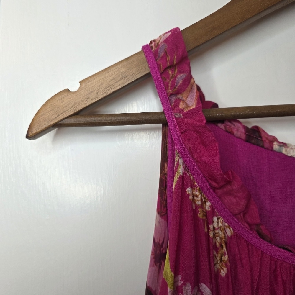 Elena Baldi Italian Silk Foral Sundress – Size S – Fuchsia - Picture 3 of 7
